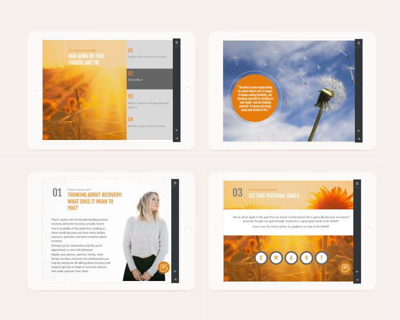 ABC First steps to recovery elearning - tablet design