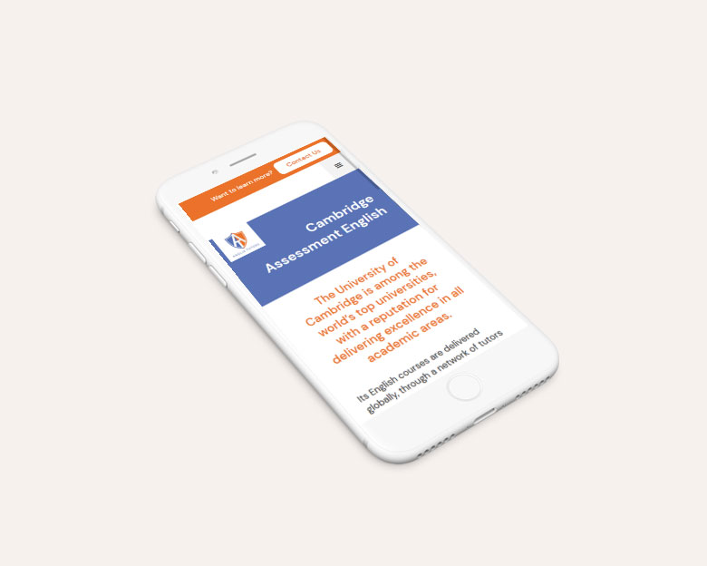 Anglia Tutors website design - mobile view