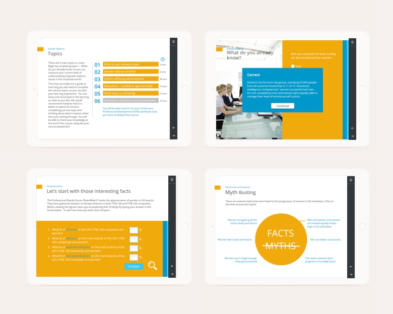 CMT London Gender balance elearning - tablet design