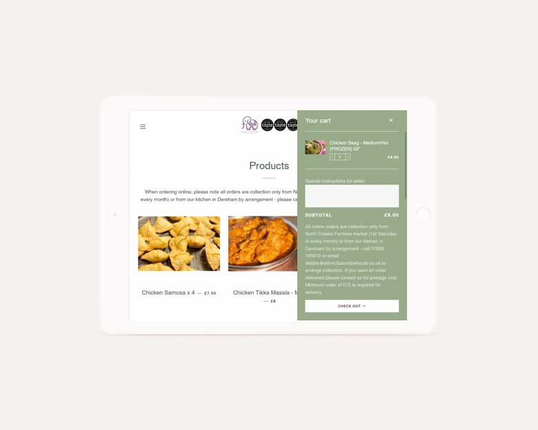 Ethic Fine Fusion website design - tablet view