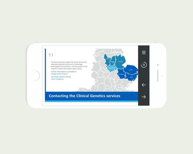 East NHS Genomic Laboratory Hub elearning design- mobile view