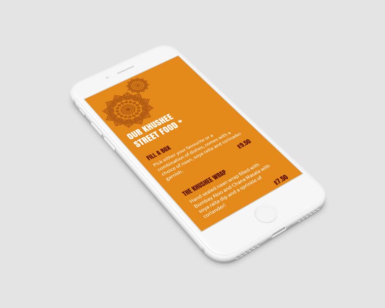 Website design - Khushee street food mobile view